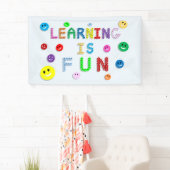 Leren is leuk Smiley Faces Spandoek (Insitu)