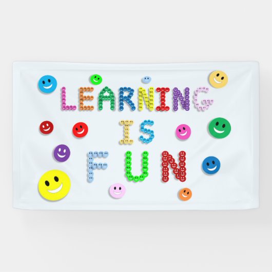 Leren is leuk Smiley Faces Spandoek (Horizontaal)