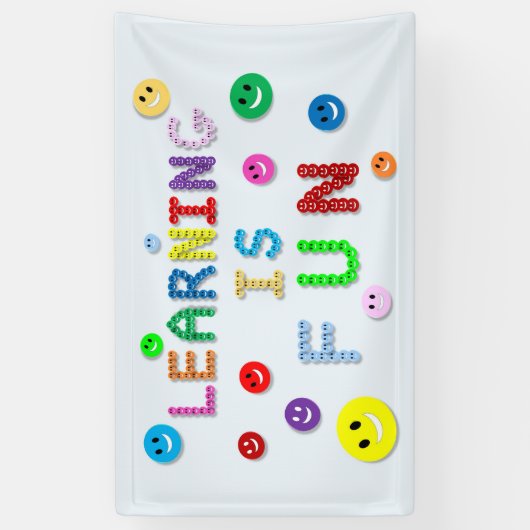 Leren is leuk Smiley Faces Spandoek (Verticaal)