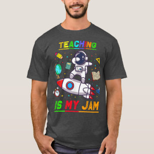 Leren is mijn jam-astronaut terug naar schoolplein t-shirt