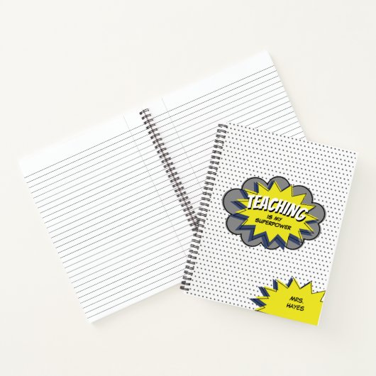 Leren is mijn Superpower Hero leraar blauw geel Notitieboek (Binnen)