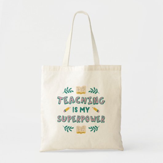 Leren is mijn Superpower Superheld Teachers Gift Tote Bag (Voorkant)