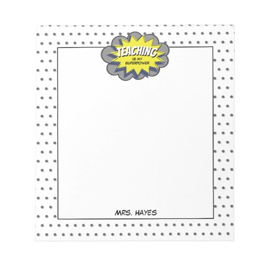 Leren is mijn Superpower Yellow Blue Hero leraar Notitieblok (Voorkant)