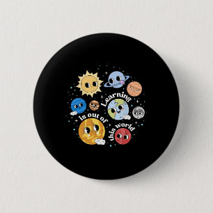 Leren is uit de wereld gelukkig eerste dag terug ronde button 5,7 cm