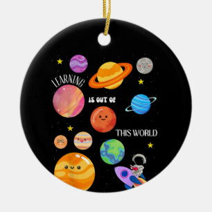 Leren is uit deze wereld van de ruimtewetenschap keramisch ornament
