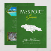 Leren Jamaica Paspoort Save the Date Kaart (Voorkant / Achterkant)