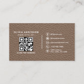 Leren kapsalonstylist foto QR-code Visitekaartje (Achterkant)