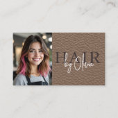 Leren kapsalonstylist foto QR-code Visitekaartje (Voorkant)