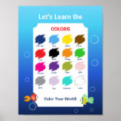 Leren kleuren poster voor kinderen | Oceaanthema (Voorkant)