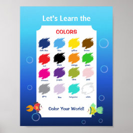 Leren kleuren poster voor kinderen | Oceaanthema