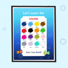 Leren kleuren poster voor kinderen | Oceaanthema