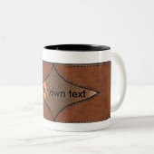 Leren label cadeaumok & Gegemonogrammeerde element Tweekleurige Koffiemok (Voorkant rechts)