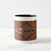 Leren label cadeaumok & Gegemonogrammeerde element Tweekleurige Koffiemok (Center)
