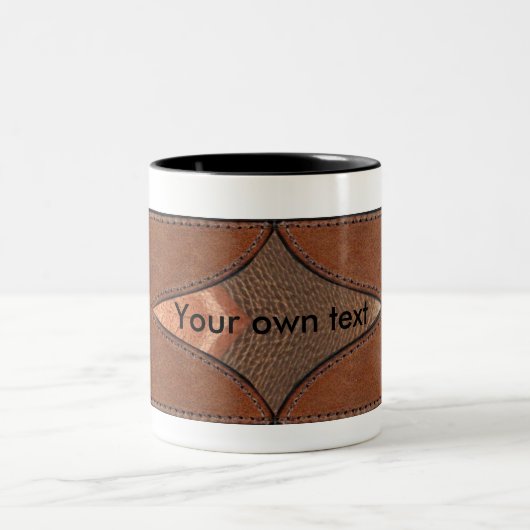 Leren label cadeaumok & Gegemonogrammeerde element Tweekleurige Koffiemok (Center)