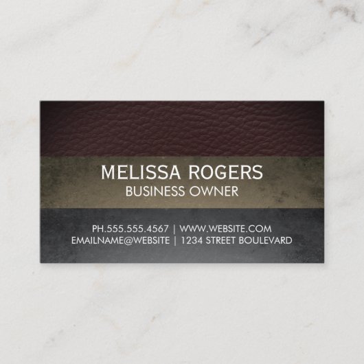 Leren leisteen kleur blokken | QR-code Visitekaartje (Voorkant)