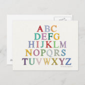 leren, letters, alfabet briefkaart (Voorkant / Achterkant)