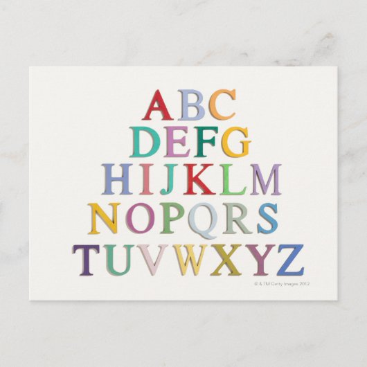 leren, letters, alfabet briefkaart (Voorkant)