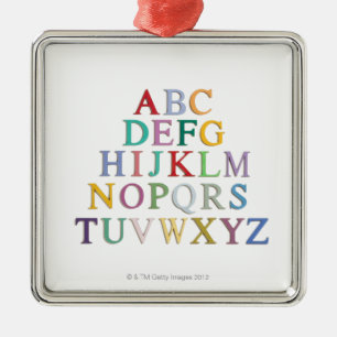 leren, letters, alfabet metalen ornament