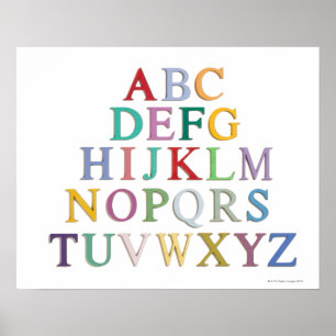leren, letters, alfabet poster