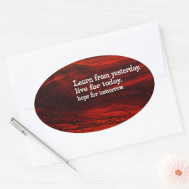 "Leren, leven, hopen" Inspirerend quote Ovale Sticker