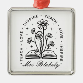 Leren liefde inspireren gepersonaliseerde leraar n metalen ornament