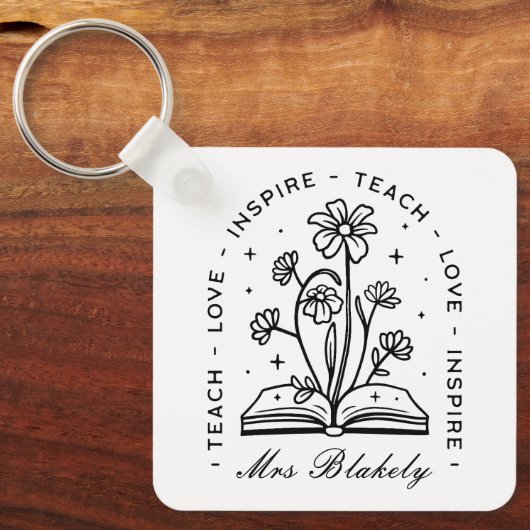 Leren liefde inspireren gepersonaliseerde leraar n sleutelhanger (Voorkant)