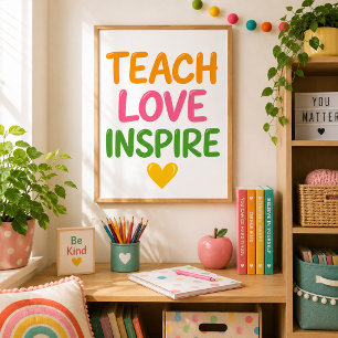 Leren Liefde Inspireren Kleurrijke Inspirerende Le Poster
