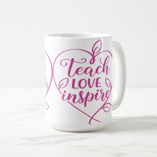 Leren Liefde Inspireren Script Design Koffiemok (Voorkant rechts)