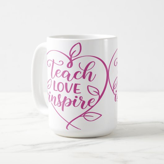 Leren Liefde Inspireren Script Design Koffiemok (Voorkant links)