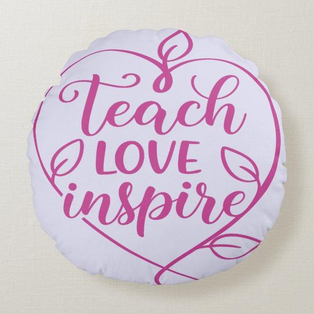 Leren Liefde Inspireren Script Design Rond Kussen (Voorkant)