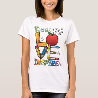 Leren, Liefde, Inspireren. Teacher stijl ontwerp. T-shirt