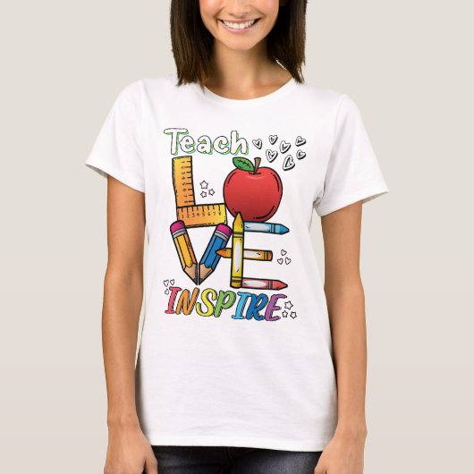 Leren, Liefde, Inspireren. Teacher stijl ontwerp. T-shirt (Voorkant)