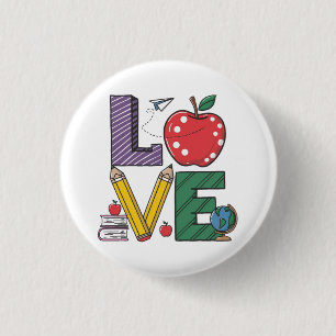 Leren Liefdevol Terug naar school Ronde Button 3,2 Cm