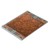 Leren look met turquoise accenten notitieboek (Linkerzijde)
