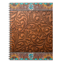 Leren look met turquoise accenten notitieboek