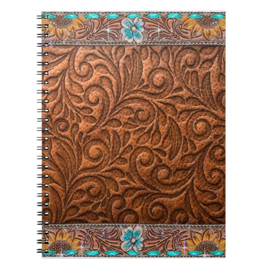 Leren look met turquoise accenten notitieboek (Voorkant)
