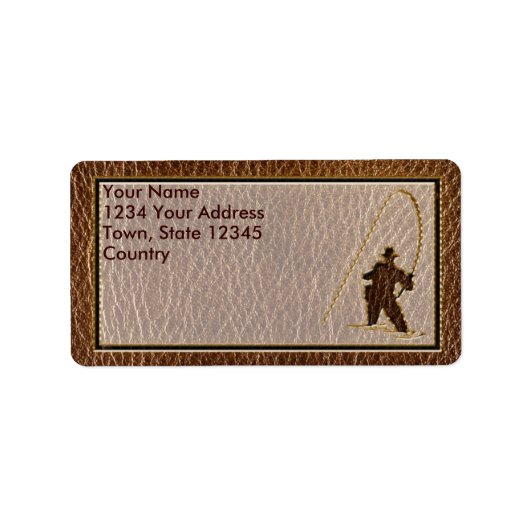 Leren look visser etiket (Voorkant)