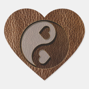 Leren-look Yin Yang Heart Hart Sticker