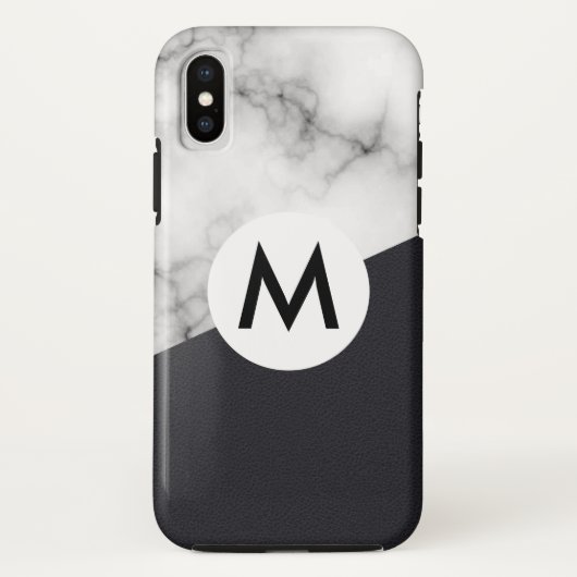 leren marmer met monogram Case-Mate iPhone case (Achterkant)