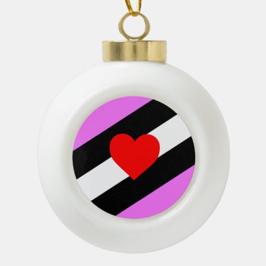 Leren Meisje Pride Vlag Keramische Bal Ornament (Voorkant)