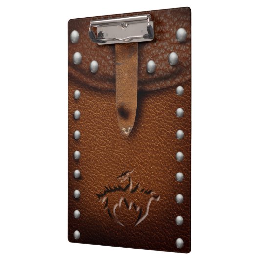 Leren middeleeuwse draak pouch clip board klembord (Links)