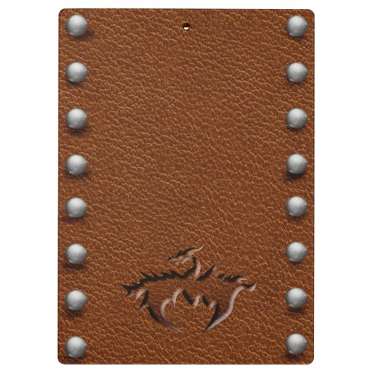 Leren middeleeuwse draak pouch clip board klembord (Achterkant)