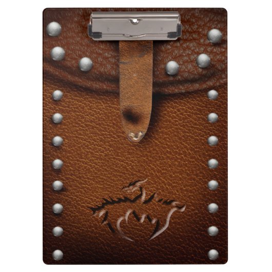 Leren middeleeuwse draak pouch clip board klembord (Voorkant)