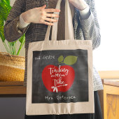 Leren mijn stam rode appel leraar waardering tote bag