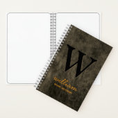 Leren Monogram zwart goud script naam Notitieboek (Binnen)