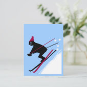 Leren naar ski briefkaart (Staand voorkant)