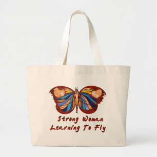 Leren naar vliegen grote tote bag