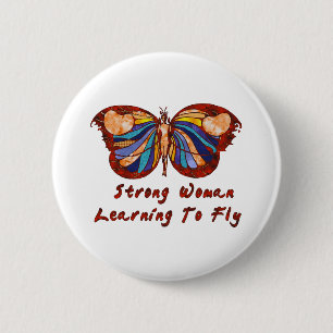 Leren naar vliegen ronde button 5,7 cm