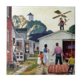 Leren naar vliegen tegeltje (Voorkant)