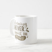 Leren nooit de geest uitputten koffiemok (Voorkant links)